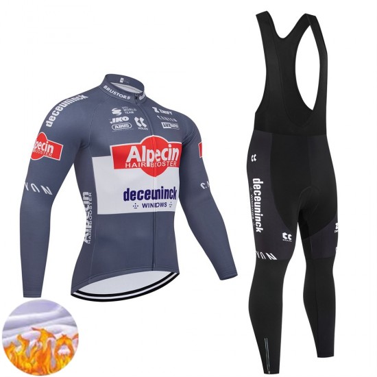 Alpecin Deceuninck 2025 Herren Radtrikot Langarm + Trägerhose Lange (Winter Thermal Fleece)