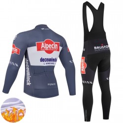 Alpecin Deceuninck 2025 Herren Radtrikot Langarm + Trägerhose Lange (Winter Thermal Fleece)