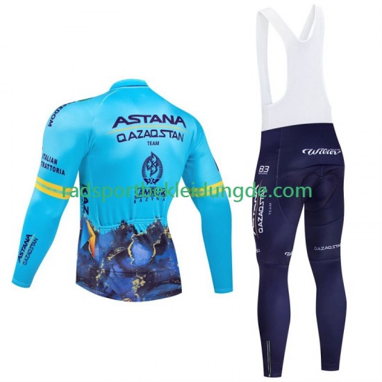 Astana Qazaqstan 2024 Team Herren Radtrikot Langarm + Trägerhose Lange