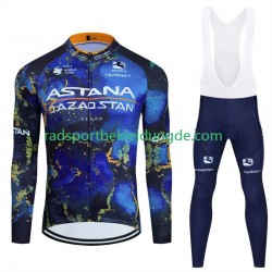 Astana Qazaqstan 2024 Herren Radtrikot Langarm + Trägerhose Lange