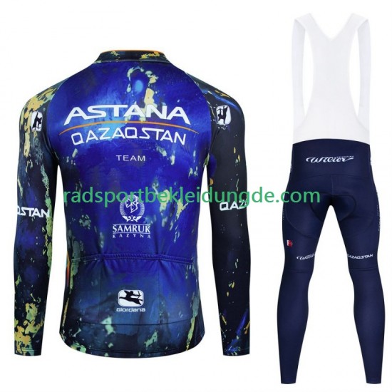 Astana Qazaqstan 2024 Herren Radtrikot Langarm + Trägerhose Lange