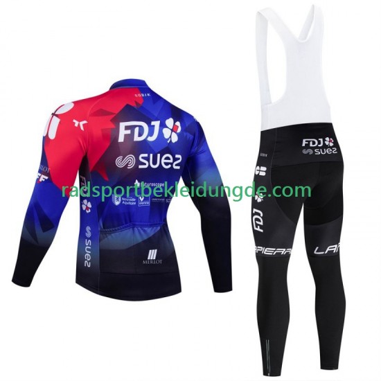 Fdj Suez 2024 Herren Radtrikot Langarm + Trägerhose Lange