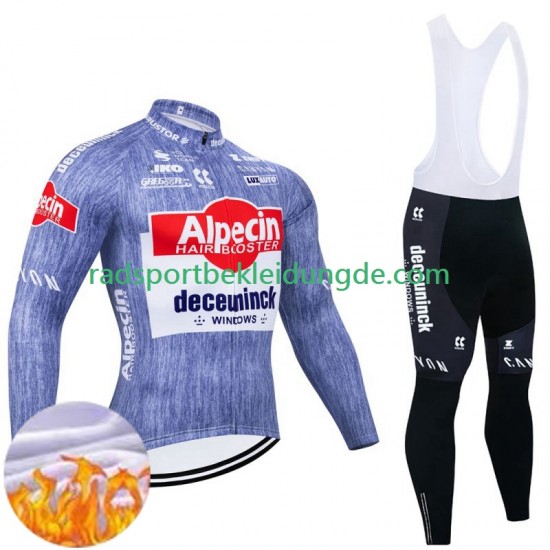 Alpecin Deceuninck 2024 Herren Radtrikot Langarm + Trägerhose Lange (Winter Thermal Fleece)