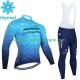 Astana Qazaqstan 2023 Herren Radtrikot Langarm + Trägerhose Lange (Winter Thermal Fleece)