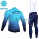 Astana Qazaqstan 2023 Herren Radtrikot Langarm + Trägerhose Lange (Winter Thermal Fleece)