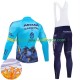 Astana Qazaqstan 2024 Team Herren Radtrikot Langarm + Trägerhose Lange (Winter Thermal Fleece)