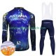 Astana Qazaqstan 2024 Herren Radtrikot Langarm + Trägerhose Lange (Winter Thermal Fleece)