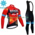 Bahrain Victorious 2023 Herren Radtrikot Langarm + Trägerhose Lange (Winter Thermal Fleece)