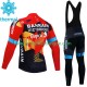 Bahrain Victorious 2023 Herren Radtrikot Langarm + Trägerhose Lange (Winter Thermal Fleece)