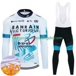 Bahrain Victorious 2024 Herren Radtrikot Langarm + Trägerhose Lange (Winter Thermal Fleece)