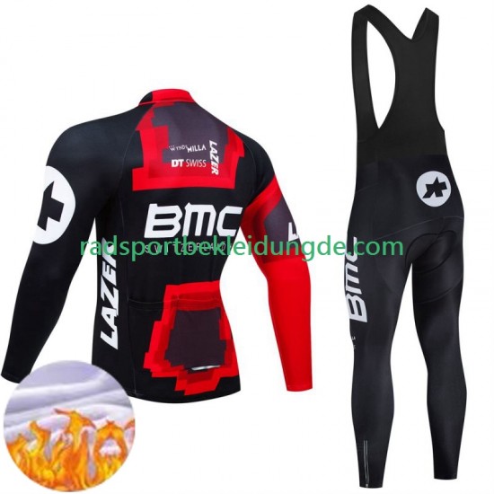 Bmc Suisse 2024 Herren Radtrikot Langarm + Trägerhose Lange (Winter Thermal Fleece)