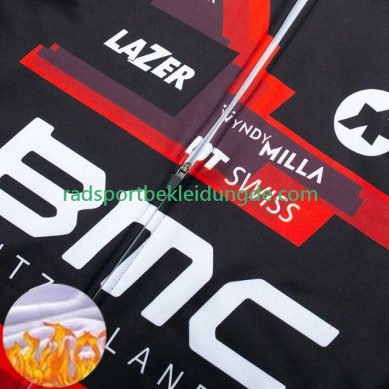 Bmc Suisse 2024 Herren Radtrikot Langarm + Trägerhose Lange (Winter Thermal Fleece)