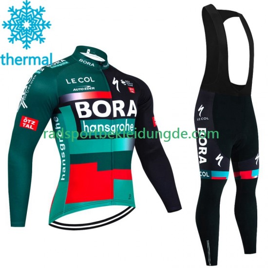 Bora Hansgrohe 2023 Herren Radtrikot Langarm + Trägerhose Lange (Winter Thermal Fleece)
