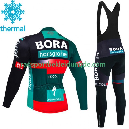 Bora Hansgrohe 2023 Herren Radtrikot Langarm + Trägerhose Lange (Winter Thermal Fleece)