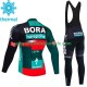 Bora Hansgrohe 2023 Herren Radtrikot Langarm + Trägerhose Lange (Winter Thermal Fleece)