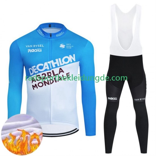 Decathlon Ag2R 2024 Herren Radtrikot Langarm + Trägerhose Lange (Winter Thermal Fleece)