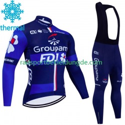 Fdj Groupama 2023 Herren Radtrikot Langarm + Trägerhose Lange (Winter Thermal Fleece)