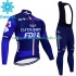 Fdj Groupama 2023 Herren Radtrikot Langarm + Trägerhose Lange (Winter Thermal Fleece)