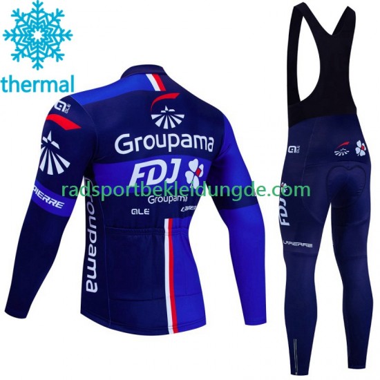 Fdj Groupama 2023 Herren Radtrikot Langarm + Trägerhose Lange (Winter Thermal Fleece)