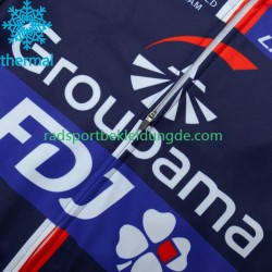 Fdj Groupama 2023 Herren Radtrikot Langarm + Trägerhose Lange (Winter Thermal Fleece)