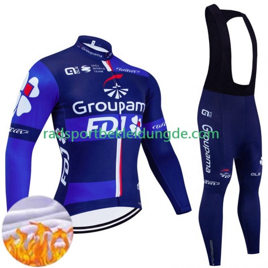 Fdj Groupama 2024 Herren Radtrikot Langarm + Trägerhose Lange (Winter Thermal Fleece)