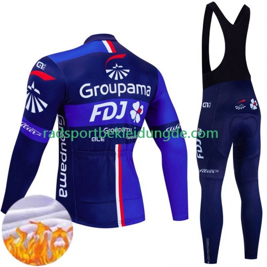 Fdj Groupama 2024 Herren Radtrikot Langarm + Trägerhose Lange (Winter Thermal Fleece)