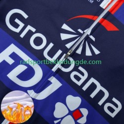 Fdj Groupama 2024 Herren Radtrikot Langarm + Trägerhose Lange (Winter Thermal Fleece)