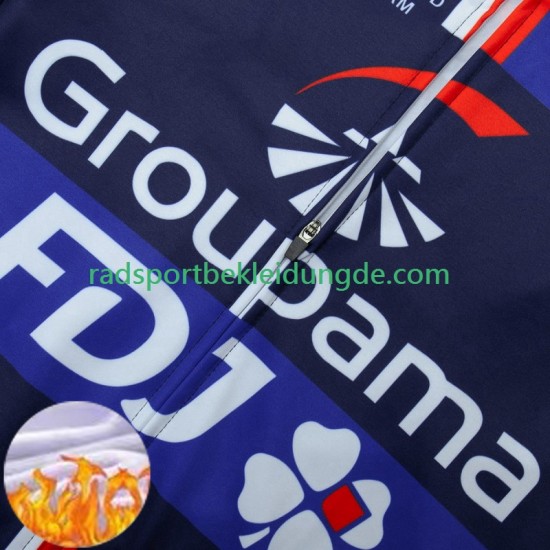 Fdj Groupama 2024 Herren Radtrikot Langarm + Trägerhose Lange (Winter Thermal Fleece)