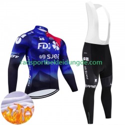 Fdj Suez 2024 Herren Radtrikot Langarm + Trägerhose Lange (Winter Thermal Fleece)
