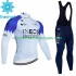 Ineos Grenadier 2023 Blanc Herren Radtrikot Langarm + Trägerhose Lange (Winter Thermal Fleece)