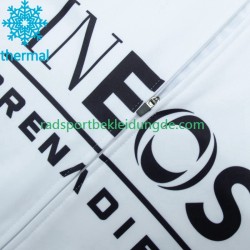 Ineos Grenadier 2023 Blanc Herren Radtrikot Langarm + Trägerhose Lange (Winter Thermal Fleece)