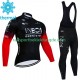 Ineos Grenadier 2023 Noir Herren Radtrikot Langarm + Trägerhose Lange (Winter Thermal Fleece)