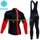 Ineos Grenadier 2023 Noir Herren Radtrikot Langarm + Trägerhose Lange (Winter Thermal Fleece)