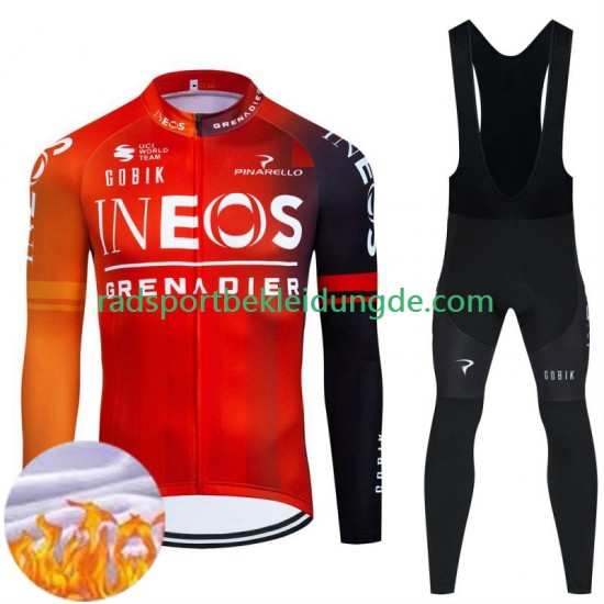 Ineos Grenadier 2024 Herren Radtrikot Langarm + Trägerhose Lange (Winter Thermal Fleece)