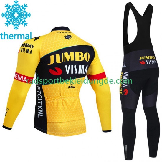 Jumbo Visma 2023 Herren Radtrikot Langarm + Trägerhose Lange (Winter Thermal Fleece)