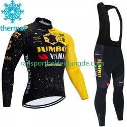 Jumbo Visma Tdf Velodrome 2023 Herren Radtrikot Langarm + Trägerhose Lange (Winter Thermal Fleece)