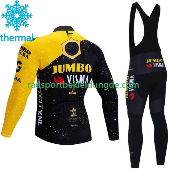 Jumbo Visma Tdf Velodrome 2023 Herren Radtrikot Langarm + Trägerhose Lange (Winter Thermal Fleece)