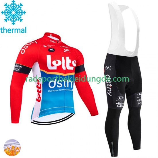 Lotto Dstny 2024 Herren Radtrikot Langarm + Trägerhose Lange (Winter Thermal Fleece)