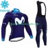 Movistar 2023 Herren Radtrikot Langarm + Trägerhose Lange (Winter Thermal Fleece)