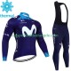 Movistar 2023 Herren Radtrikot Langarm + Trägerhose Lange (Winter Thermal Fleece)