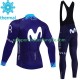 Movistar 2023 Herren Radtrikot Langarm + Trägerhose Lange (Winter Thermal Fleece)