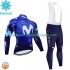 Movistar 2024 Herren Radtrikot Langarm + Trägerhose Lange (Winter Thermal Fleece)