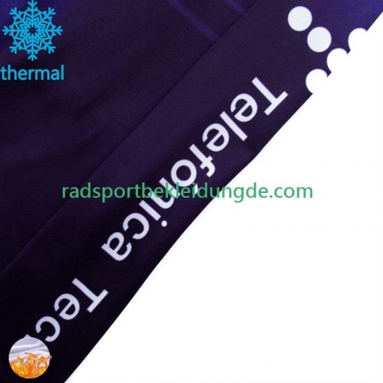 Movistar 2024 Herren Radtrikot Langarm + Trägerhose Lange (Winter Thermal Fleece)