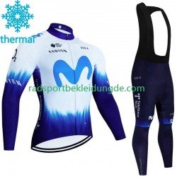 Movistar Iceberg 2023 Herren Radtrikot Langarm + Trägerhose Lange (Winter Thermal Fleece)