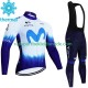 Movistar Iceberg 2023 Herren Radtrikot Langarm + Trägerhose Lange (Winter Thermal Fleece)
