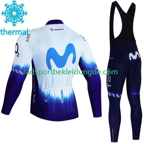 Movistar Iceberg 2023 Herren Radtrikot Langarm + Trägerhose Lange (Winter Thermal Fleece)