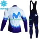 Movistar Iceberg 2023 Herren Radtrikot Langarm + Trägerhose Lange (Winter Thermal Fleece)