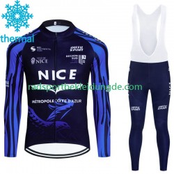Nice Metropole Cote D Azur 2023 Herren Radtrikot Langarm + Trägerhose Lange (Winter Thermal Fleece)