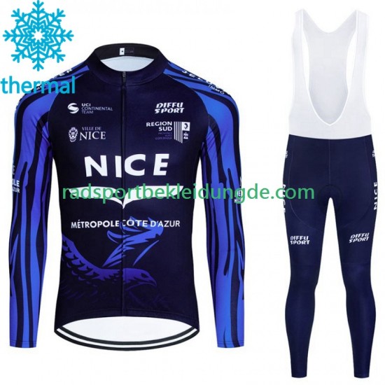 Nice Metropole Cote D Azur 2023 Herren Radtrikot Langarm + Trägerhose Lange (Winter Thermal Fleece)