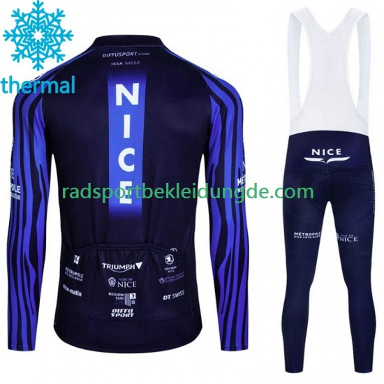 Nice Metropole Cote D Azur 2023 Herren Radtrikot Langarm + Trägerhose Lange (Winter Thermal Fleece)